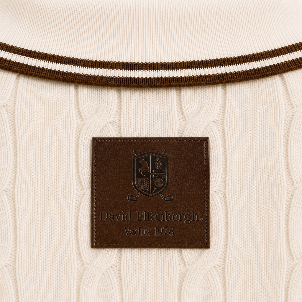 Aurus Cable Knit Polo by Elfenbergh in premium merino wool