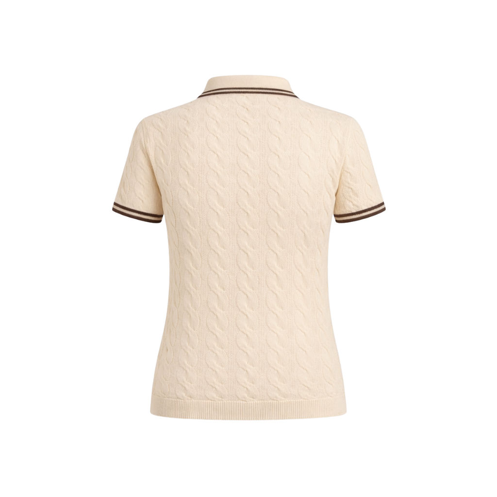 Aurus Cable Knit Polo for women by Elfenbergh in premium merino wool